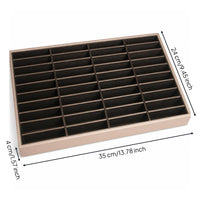 Brushed Gold Jewelry Display Tray Multi-Slot Jewelry Organizer Tray Rectangular Compact for Collectors, Showcases, Retail Counters