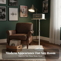 Sturdy Metal Construction Speaker Tray Floor Stand Heavy Duty Adjustable Speaker Stand Easy Setup Universal Device Pedestal Space Saving for Home Theater, Living Room, Bedroom