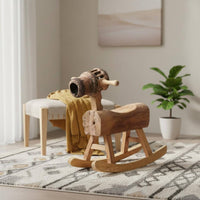 Horse Rocking Stool Angled Legs Wooden Rocking Horse Stool Rustic Texture Wooden Ride Plaything for Children