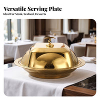 Heat Resistant Polished Finish Fruit Tray with Lid Domed Dome Lid Stainless Steel Serving Platter