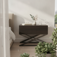 Nightstand with Storage Italian Inspired Bedside Cabinet Easy to Clean for Hotel