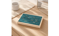 Grooved Jewelry Tray Wood-Look Jewelry Display Tray Accessory Storage Padded Shallow