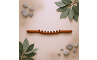 Handheld Wooden Massage Stick Tapered Beaded Massage Stick Polished Physical Wellness Tool Portable