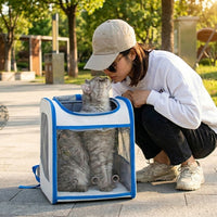 Cat Backpack with Transparent Dome, Large Capacity Pet Carrier for Cats, Outdoor Pet Backpack for Small Dogs, Travel Hiking, Patent 202030228427.3