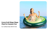 Green Fruit Water Lounger Thickened Material Inflatable Green Fruit Lounger Top-Grade PVC Inflatable Swim Loop for Adults, Kids, Beach