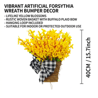 Woven Basket Front Door Wreath, Summer Wreath Front Door, Artificial Forsythia Wreath Front Door, Door Wreath Hanging Spring