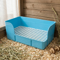 High Sided Litter Box Bunny Litter Tray, Reinforced Bunny Litter Box with Removable Pan and Mesh Grate, Anti-Tip Design for Enclosures, 40x22.5x17cm