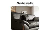 3-Seater Modern Sofa Genuine Leather Upholstery Deep-Seat 3-Person Sofa Minimalist design Lounge Seating for Apartment Dwellers, Families, Waiting Room
