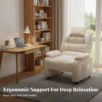 High spine Support Reclining Gaming Sofa Chair Padded Armrests Ergonomic Recliner with Footrest Height Adjustable Office Furniture effortless Rolling Casters for players, Students, Adults, Bedroom, Study Room