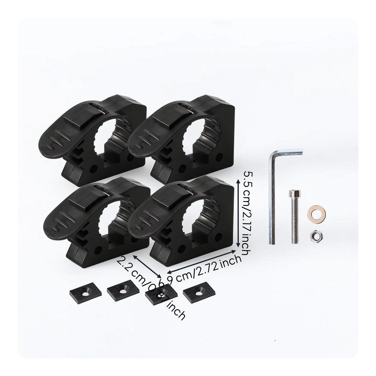4 Pieces Quick Release Clamp Secure Rubber Clamp with Mounting Hardware Holder Slimline for off Roaders, Roof Racks