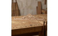 Scrolling Leaf Detail Carved Wood Applique Unfinished Vintage Floral Applique Unpainted Floral Wood Ornament Classic Style for Cabinet Tops, Door Headers, Decorative Woodwork