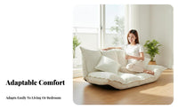 Converts to Bed Foldable 2-Seater Floor Sofa Space-Saving Fold-expandable Mattress Couch Multi-Functional Design Indoor Seating Adjustable Backrest for Young Adults, Apartment Dwellers, Students, Bedroom, Balcony, Dorm Room