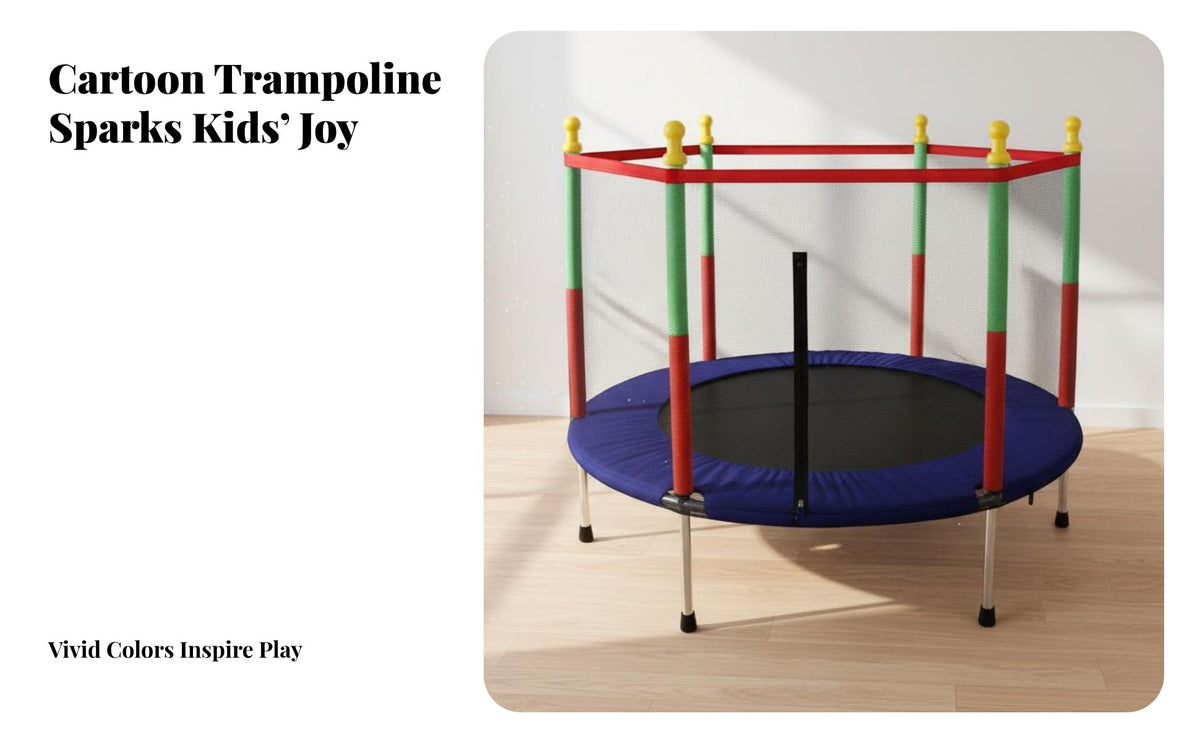Kids Jumping Bed with Net Thickened Strong Elastic Bands Young Child Jump Bed with Enclosure Foam Padded Poles