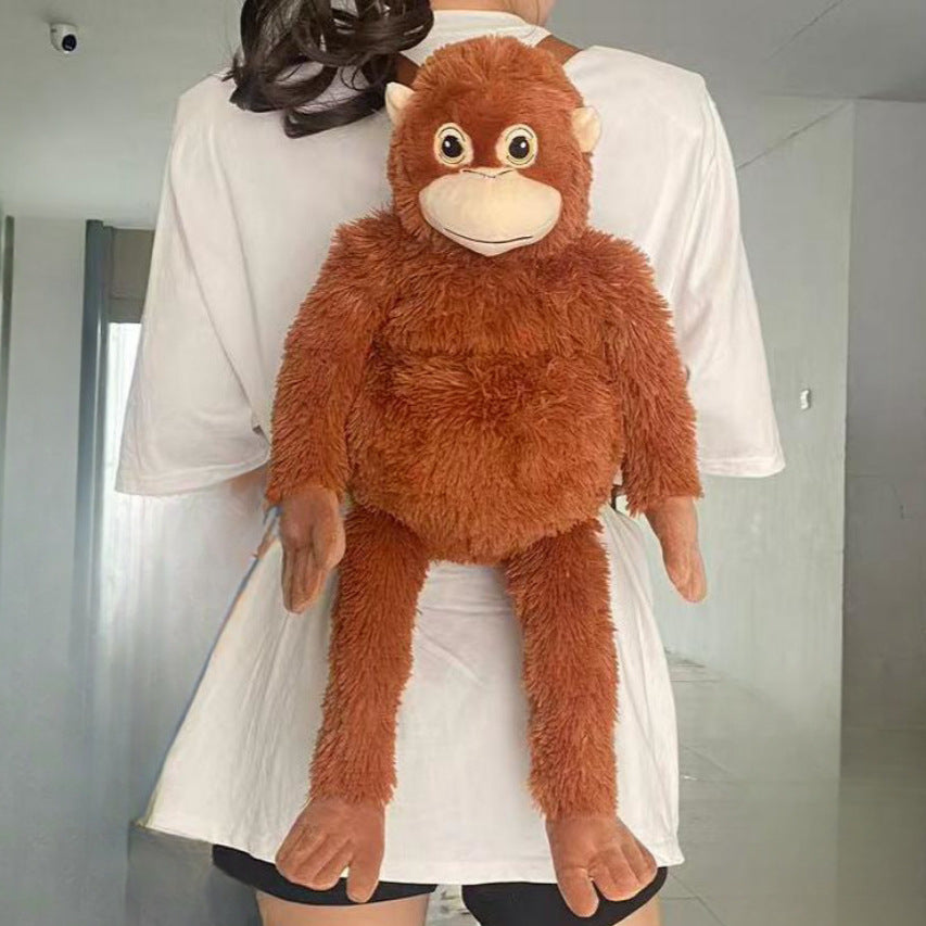 Gorilla Backpack Plush Toy, Long-Armed Monkey Stuffed Animal, Shoulder Bag