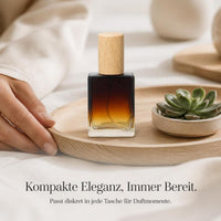 15ml Portable Square Glass Perfume Atomizer with Wooden Cap, Refillable Travel Spray Bottle