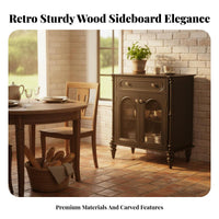 Vintage American Sideboard Versatile Use French Design Buffet Adjustable Shelves Dining Room Credenza for Homeowners, Adults, Entryway, Hallway