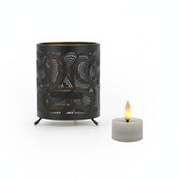 Wrought Iron Cutout Pattern Table Lamp Modern Minimalist Hollow Metal Candle Lamp Nordic Design for Bedroom