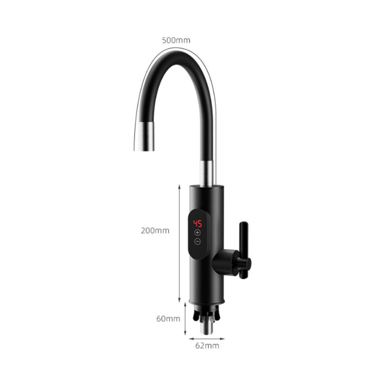Instant Tankless Water Heater Faucet Gooseneck Faucet with Digital Display Electric Heating Tap Deck Mounted for Homeowners