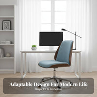 Ergonomic Backrest Armless Rolling Computer Chair Modern Design Armless Upholstered Caster Chair Height Adjustable Office Furniture Space-Saving Design for Students, Adults, Women, Study Room, Bedroom, Vanity Desk