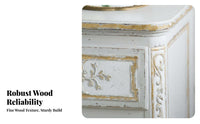 French design Carved Single-Drawer Cabinet Distressed Finish Bedside Table Vintage Look Nightstand Rustic allure for Interior Decorators, Apartment Dwellers, Bedroom, Living Room, Entryway, Hallway