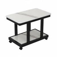 With Wheels 2-Tier Rolling Table Space-Saving Side Table Multifunctional Mobile Storage Minimalist Design for Apartment Dwellers, Office Workers, Bedroom, Living Room, Small Areas, Bathroom