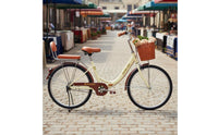 Foldable Design Lightweight Folding Cycle Airless Tires Step-Through City Bike Installation-Tool-Tool-Free Cycle with Front Basket Rear Cargo Rack for Commuting