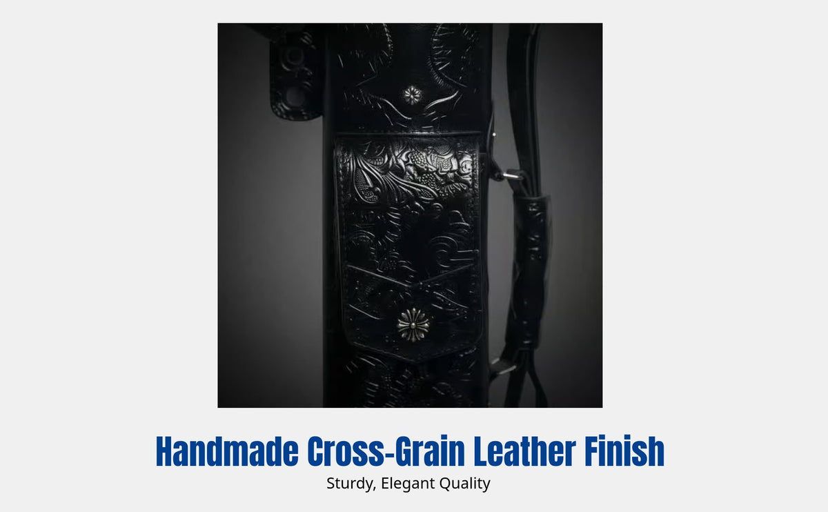 Billiard Cue Case, 7-Hole Large Head Tube, Multi-Compartment Pool Cue Bag, Leather Cross Pattern, Professional Storage