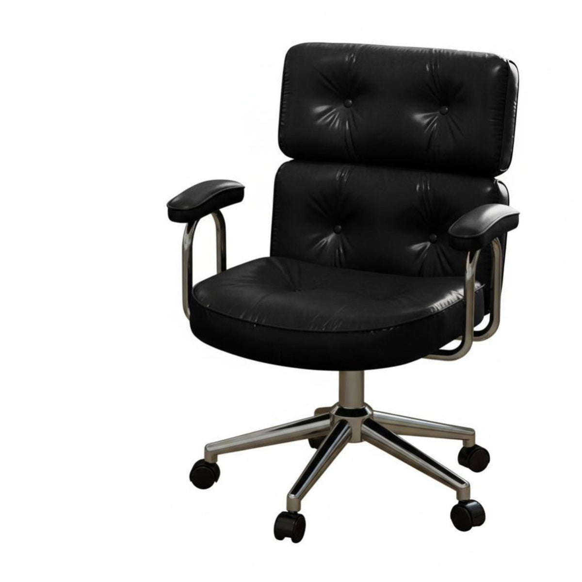 Retro Design Upholstered Swivel Armchair Reclining Backrest Channel-Tufted Swivel Chair Ergonomic Support Home Seating Adjustable Height for Telecommuting Workers, Students, Women, Study Room, Bedroom