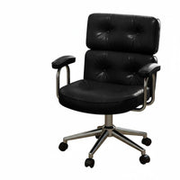 Retro Design Upholstered Swivel Armchair Reclining Backrest Channel-Tufted Swivel Chair Ergonomic Support Home Seating Adjustable Height for Telecommuting Workers, Students, Women, Study Room, Bedroom