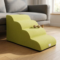 Anti-Slip 4-Step Pet Stairs Gradual Incline Pet Stairs with Removable Cover Soft Dog Ramp with Washable Cover Joint-Friendly for Injured Pets