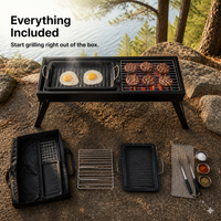Portable Charcoal BBQ Grill with Side Carbon Slot, Foldable for Outdoor Home Use