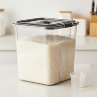 Airtight Food Storage Container for Rice and Flour, Moisture-proof, Insect-proof, Transparent, 15kg Capacity