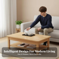 Modern Chinese Design 2-Tier Rectangular Table with Storage Shelf Two-Tier Coffee Stand Space Saving Living Room Furniture Multi-Functional for Small Apartment Dwellers, Homeowners, Interior Decorators, Lounge Area, Office