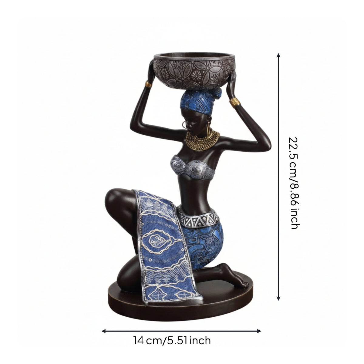 African Lady Figurine Candle Holder Sculptural African Woman Candle Holder Distinctive Female Figure Figurine for Art Collectors