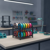 Large Capacity 3D Printer Filament Storage Rack Desktop 2-Tier Filament Storage Rack Open-Frame 2-Tier Metal Spool Holder Compact for Makers