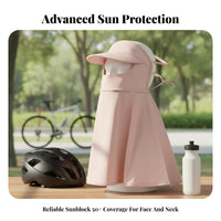 Full Face Sun Face Covering UPF 50+ Ice Silk Cooling Face Guard Protection Hat Face Covering Breathable Sun Hat with Neck