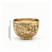Embossed Cup with Dragon Relief Gold-Toned Brass Cup Footed Chalice Wide-Mouth for Collectors
