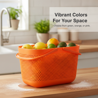 Portable Plastic Storage Basket with Handle for Shopping, Bath, and Gifting