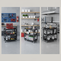 Heavy-Duty 3-Tier Rolling Utility Cart with Drawers for Workshop, Garage, or Kitchen