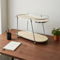 2-Tier Oval Storage Rack Multifunctional 2-Tier Countertop Organizer Standing Double Layer Cosmetic Shelf for Office Desk