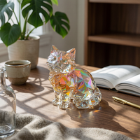 2D Acrylic Cat Desktop Ornament Cute Design Colorful 2D Cat Display Art home Decoration for Desktop, Living Room, Bookshelf