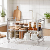 Countertop Storage Rack with Z-Shaped Feet Freestanding Organizer Sturdy Baskets for Washroom Counter