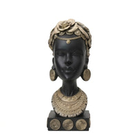 African Woman Bust Statue Afrocentric African Lady Bust Ornate Figurine with Earrings and Necklace for Art Collectors, Living Room, Bookcase