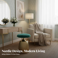 Light Luxury Round Upholstered Pouf Modern Design Vanity Seat Comfortable Seating Small Stool Space-Saving for cosmetic Professionals, Interior Decorators, Bedroom, Dressing Area, Living Room, Entryway