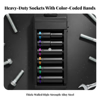 1/2 Inch Drive Impact Set Thick-Walled Design Heavy Duty Pneumatic Set Portable Storage Case for DIY Enthusiasts, Tire Changing, Garage