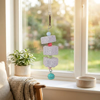 Macaron Volcanic Stone Skewer 3 Pieces Bird Grinding Stone, Cuttlebone Bird Gnawing Toy for Beak Trim, Hanging Parrot Supplies and Accessories