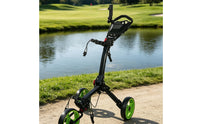 Portable 3 Wheel Golf Push Trolley Compact Storage 3 Wheel Golf Trolley Stable Design Rust-Resistant for Golfers