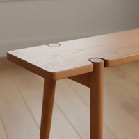 Multifunctional Cherry Wood End-of-Bed Bench Rounded Corners Solid Wood Bench Rectangular Wooden Stool for Bedroom, Entryway, Living Room