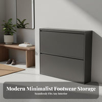 Space-Saving Slim Tip-out Shoe Cabinet Large Capacity Narrow Tilting Shoe Storage Dust-Proof Narrow Entryway Cabinet Minimalist Design for Apartment Dwellers, Homeowners, Families, Hallway, Small Areas, Living Room, Bedroom