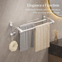Towel Rack Wall Mounted for Bathroom Organization, Space Aluminum No Drill Storage, Toilet Bar for Washroom, for Homeowners with Various Lengths